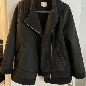 LOFT Faux Suede Aviator Jacket